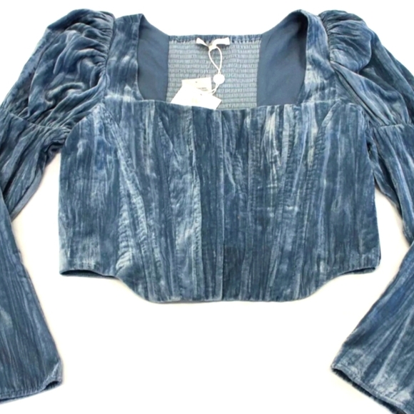 Where Are You From Tops - WAYF Women's Long Sleeve Blouse EJ1 Powder Blue Medium NWT